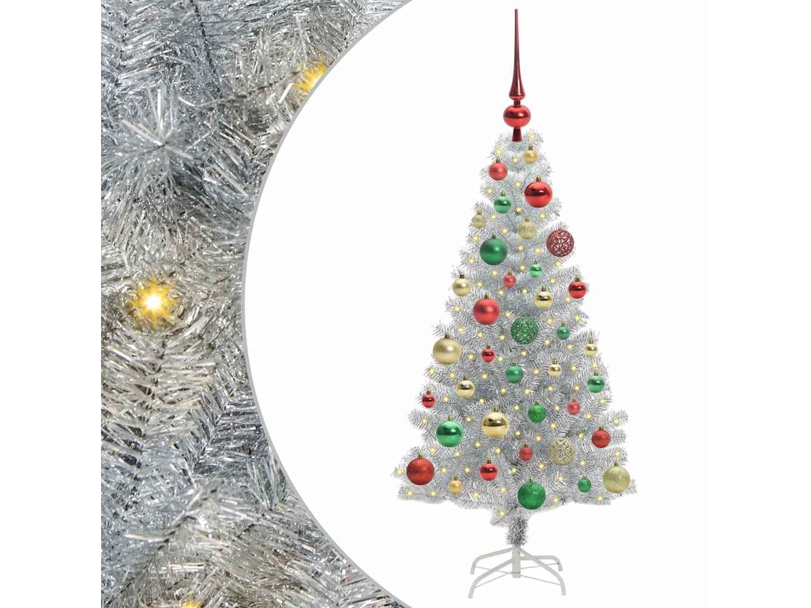 Conjunto 1 Árvore De Natal Vidaxl Prateado Plástico (120 Cm)