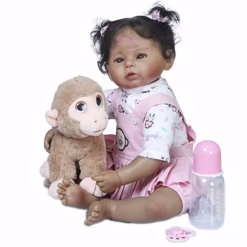 (negra) Boneca Fofa De 50 Cm, Tamanho Recém-nascido, Pele Escura, Bebê Afro-americano Realista