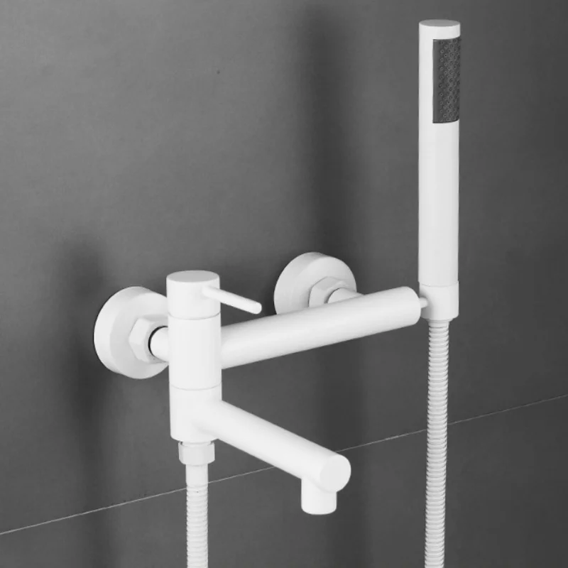 (branco) Torneira Para Banheira Com Chuveiro, Bica Giratória E Ducha Manual.