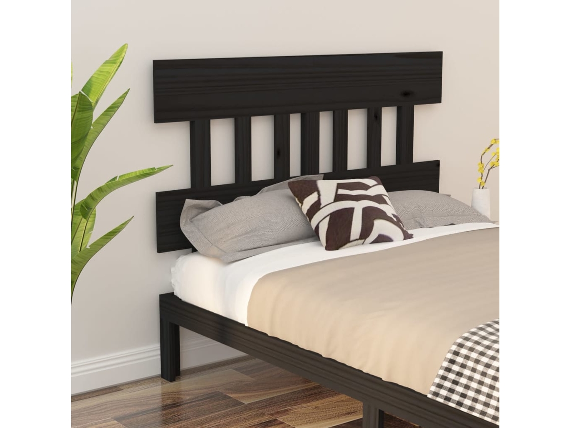 Vidaxl Cabeceira De Cama 143,5x3x81 Cm Pinho Maciço Preto