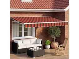 Vidaxl Toldo Retrátil Elétrico Laranja, Preto E Branco 3 X 2,5 M