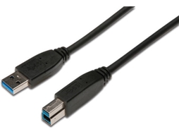 Cabo de Dados ASSMANN (USB A - USB B - 1.8 m - Preto)