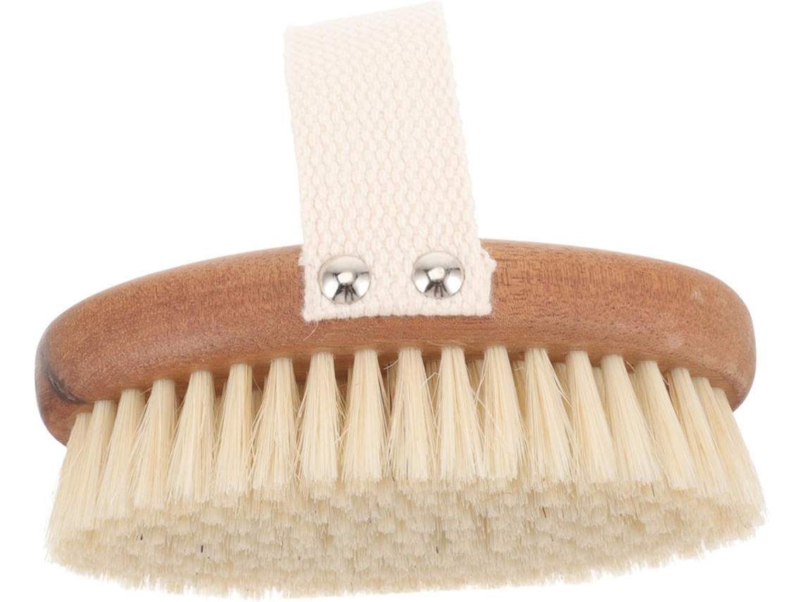 Escova Esfoliante Corporal Ukcoco Com Cerdas Macias De Madeira, Formato Oval Bege Ergonômico Para Banho E Massagem