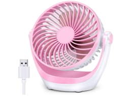 Ventilador De Mesa Pequeno Ventilador De Mesa Com Forte Fluxo De Ar Portátil Ultra Silencioso Cabeça Ajustável 360° Yizhood (rosa)