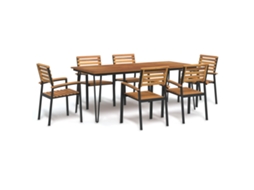 Vidaxl Conj. Jantar P/ Jardim 7 Pcs Madeira De Acácia Maciça E Metal