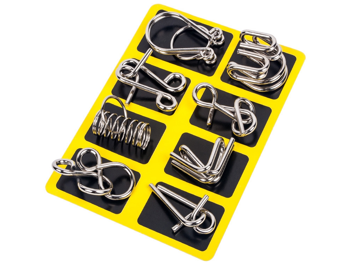 Quebra-cabeça De Arame Metálico 8pcs Jogo Mental Teste Iq Brinquedo Cerebral Educativo