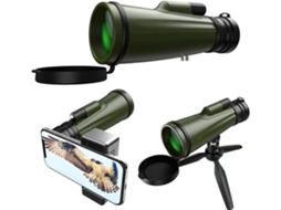 Binóculos ENKERS Monóculo 12 X 50 HD Monóculo HD com Suporte para Smartphone e Tripé À Prova D'Água para Observação de Pássaros Acampamento Cami-Preto