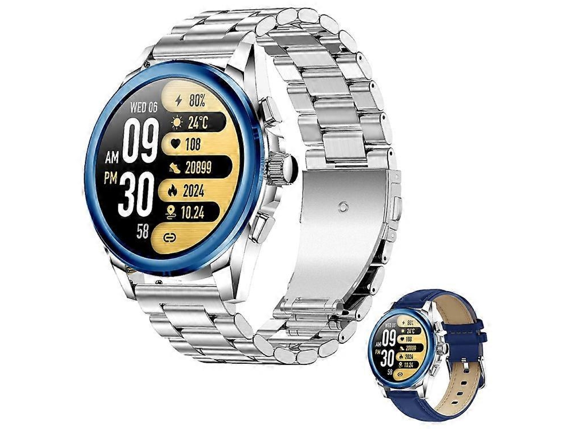 Relógio inteligente masculino KC83 com tela AMOLED, chamadas Bluetooth, 1 ATM à prova d'água, rastreador de condicionamento físico com 2 alças para bicicleta elétrica