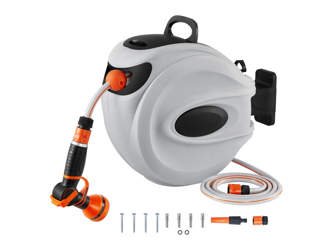 Conjunto De Mangueira De Rega 35m Com Enrolador Automático E Bico Ajustável Tekmaquinas