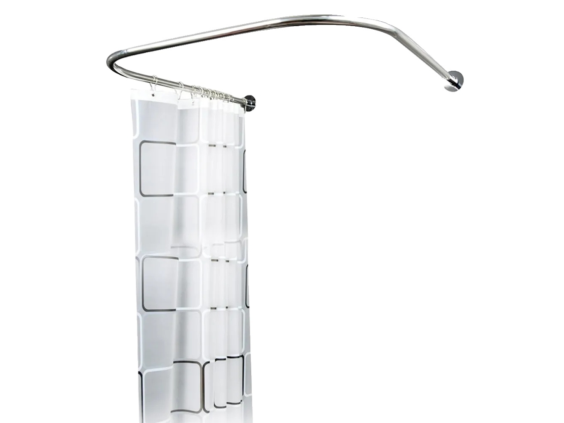 Varão Para Cortina De Chuveiro, Aço Inoxidável, Design Em U, Suporta 20kg, Instalação Fácil, Materiais Duráveis