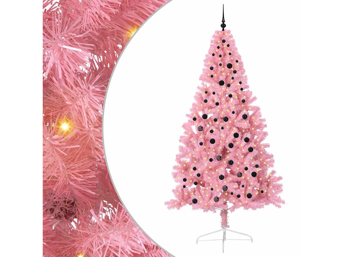 Conjunto 1 Decoração De Árvore De Natal Vidaxl Rosa Pvc (240 Cm)