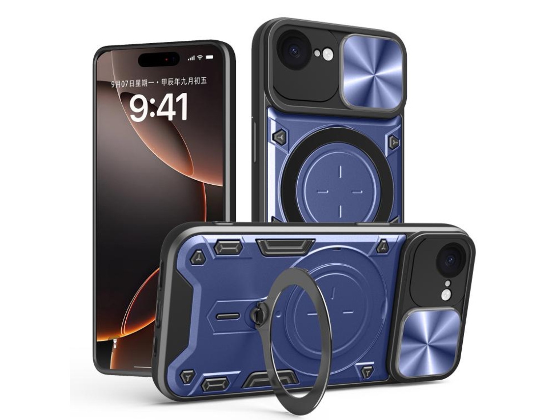 Capa Para Iphone 17e - Textura De Cd - Suporte Magnético Deslizante - Proteção Para Câmera