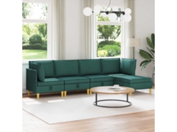 Vidaxl Conjunto De Sofá Modular Com Armazenamento 5 Unid. Verde-escuro