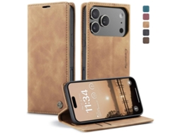 Capa Multifuncional Horizontal Flip Para Iphone 17 Pro Em Couro.