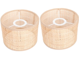 Conjunto de 2 Luminárias Pendentes Trançadas em Rattan Natural com Design em Tela para Iluminação de Teto. Fácil de Instalar. SFUSHOS