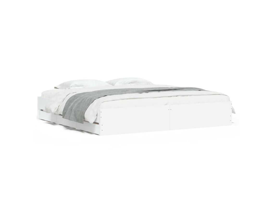 Estrutura de Cama com Gavetas Derivados de Madeira Branco MAISON EXCLUSIVE 160x200 cm