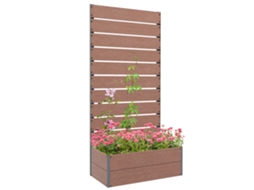 Vaso Externo com Encosto com Ripas para Plantas Trepadeiras. 72x38x150cm. Marrom Claro Ge