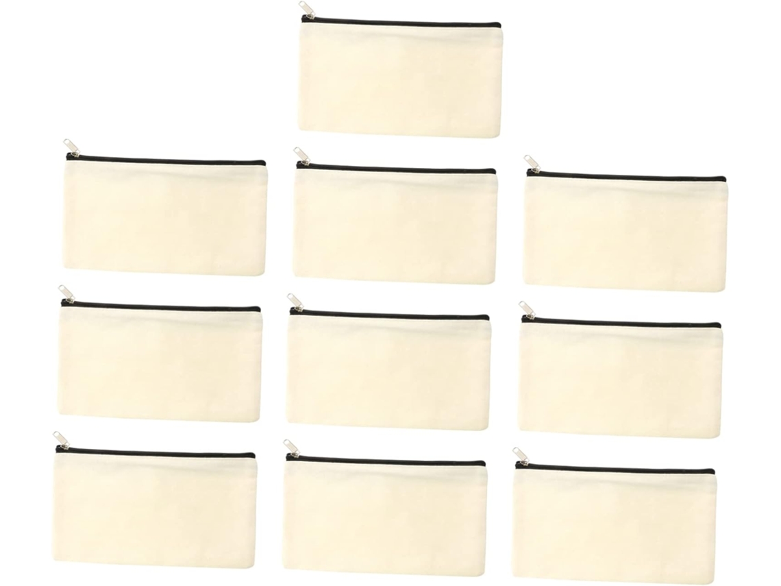 Estojo para Lápis de Lona em Branco com 10 Peças, Nécessaire Prática e Durável para Viagens com Zíper CHABERLU