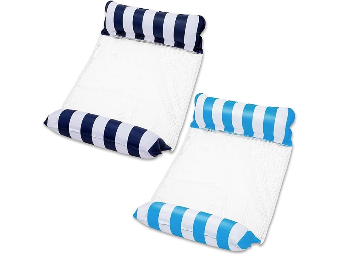 Rede inflável para piscina com apoio para cabeça e pés, 2 peças azul SIURN