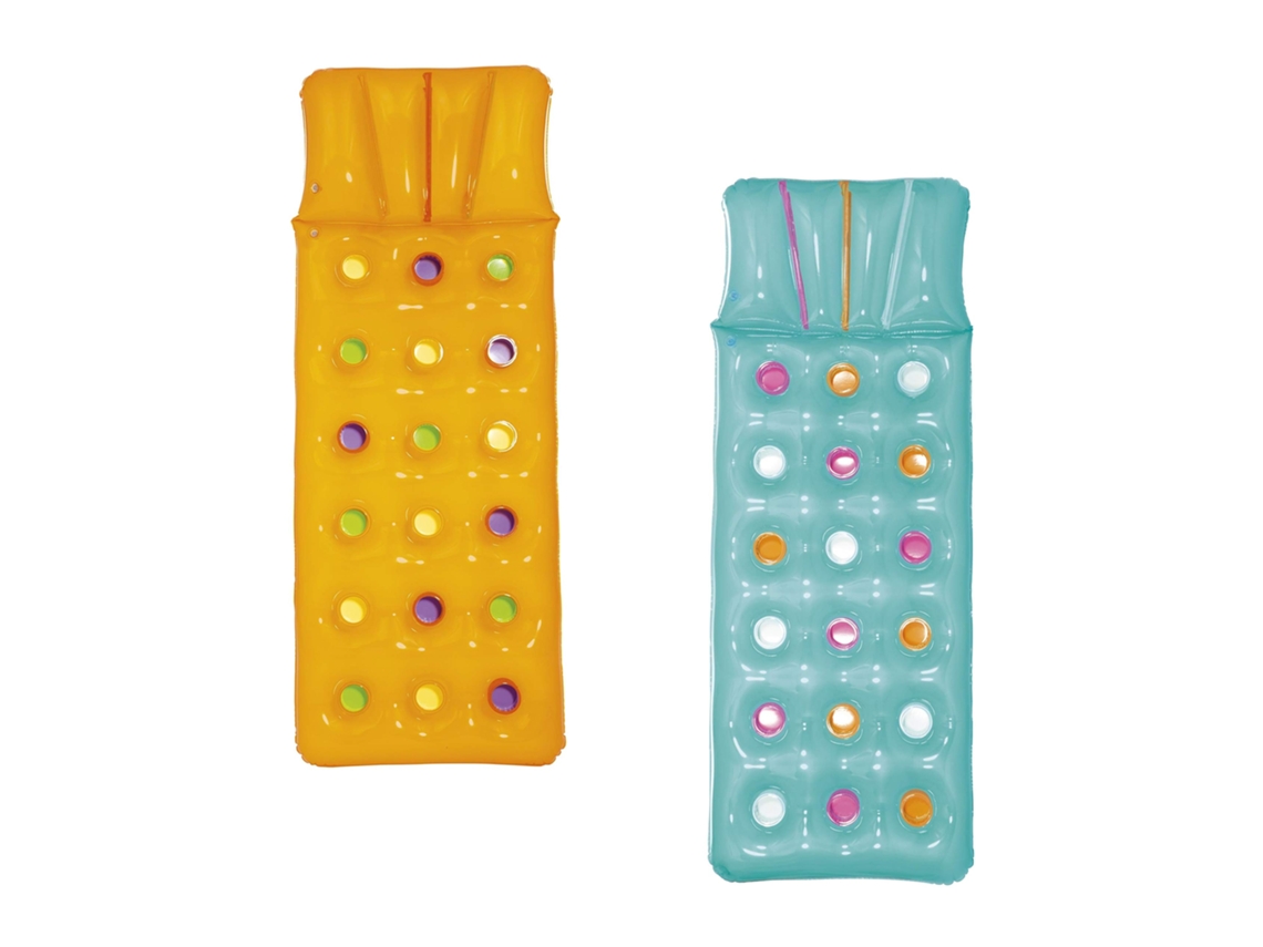 Espreguiçadeira Inflável Para Piscina, Colchão Inflável Para Piscina E Auxiliar De Natação Para Crianças E Adultos, Laranja E Azul Mesclados.