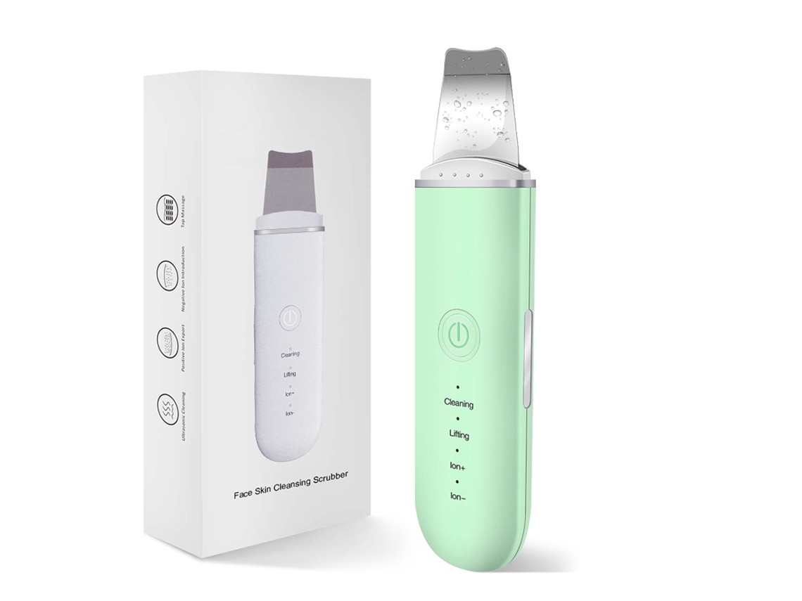 (verde Com Caixa) Espátula Ultrassônica Para Limpeza Facial, Removedor Vibratório, Espátula Metálica Elétrica Para Cuidados Faciais