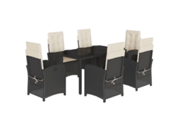 Conjunto de 7 Jantar para Jardim com Almofadões Vime Pe Preto MAISON EXCLUSIVE