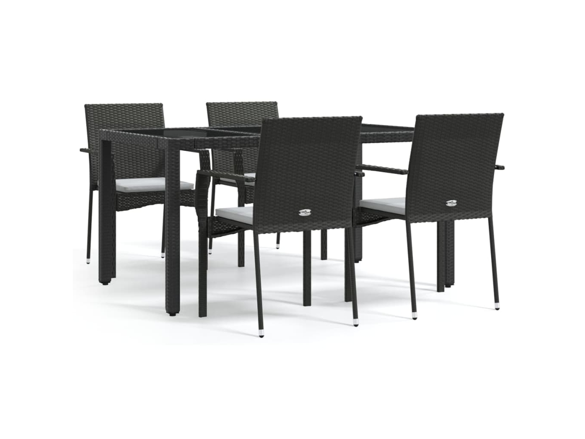 Conjunto de 5 Jantar para Jardim com Almofadões Vime Pe Preto MAISON EXCLUSIVE