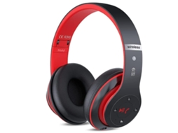 Fones de Ouvido Bluetooth Over ear Hi fi Estéreo JIAPEI com Microfone Controle de Volume FM (vermelho)