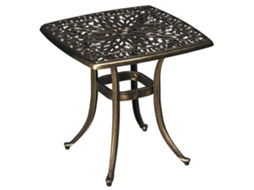 Mesa de jardim com design vintage em alumínio fundido com furo para proteção solar 54x54x52,5 cm Bronze S/MARK