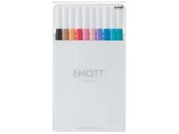 Marcador Emott Uni-Ball 10 peças bege cinza azul claro laranja rosa vermelho turquesa violeta UNI BALL