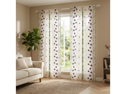 Two-piece Country-style Purple Star Flower Embroidered Tie-up Blinds, Soft Light Semi-transparent Roman Blinds (80x160cm)