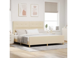 Vidaxl Estrutura Da Cama Com Cabeceira Creme 200 X 200 Cm Tecido