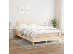 Vidaxl Cama Com Molas/colchão 120x200 Cm Tecido Cor Creme
