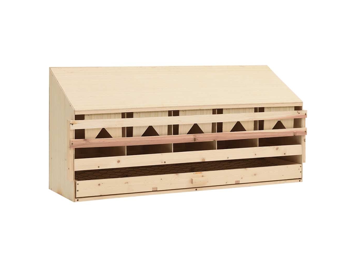 Vidaxl Ninho P/ Galinhas 5 Compartimentos 117x33x54 Cm Pinho Maciço