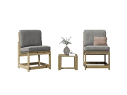 Vidaxl 3 Pcs Conjunto Lounge De Jardim Madeira De Pinho Impregnada