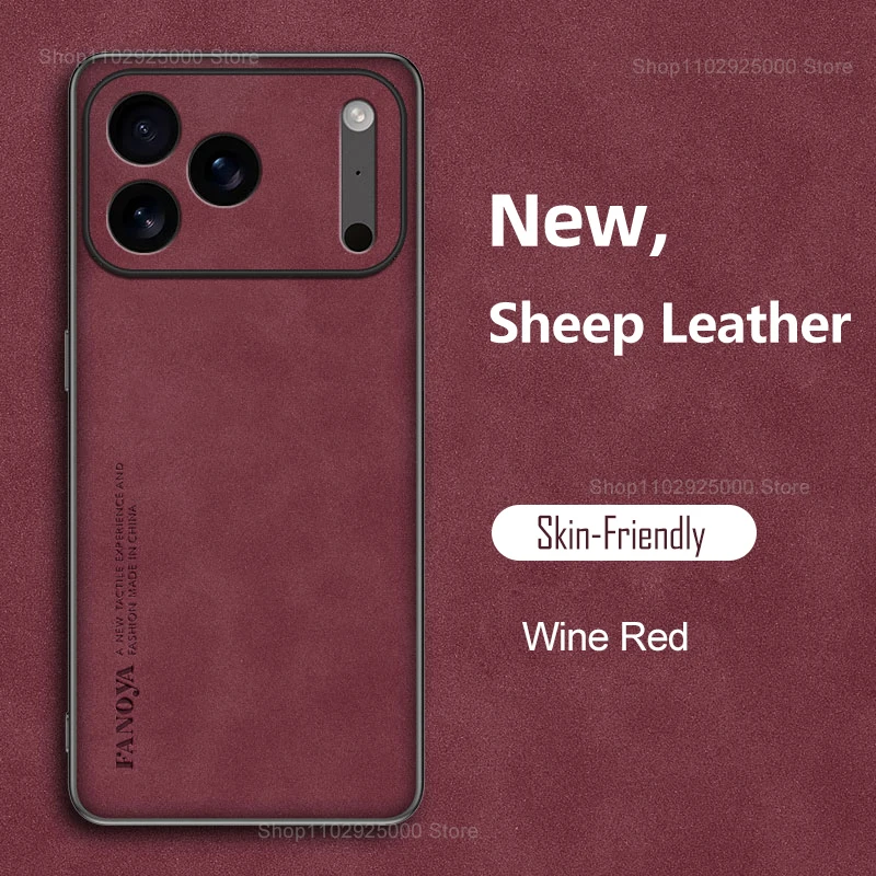 Capa Para Iphone 12 Em Couro Pu Resistente A Impactos, Com Parte Traseira Macia Em Pele De Carneiro Na Cor Bordô.