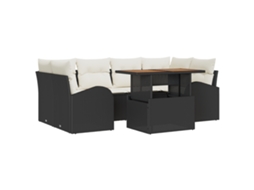 Conjunto 7 Móveis De Jardim Vidaxl Preto Vime Pe (100 X 55 X 73 Cm)