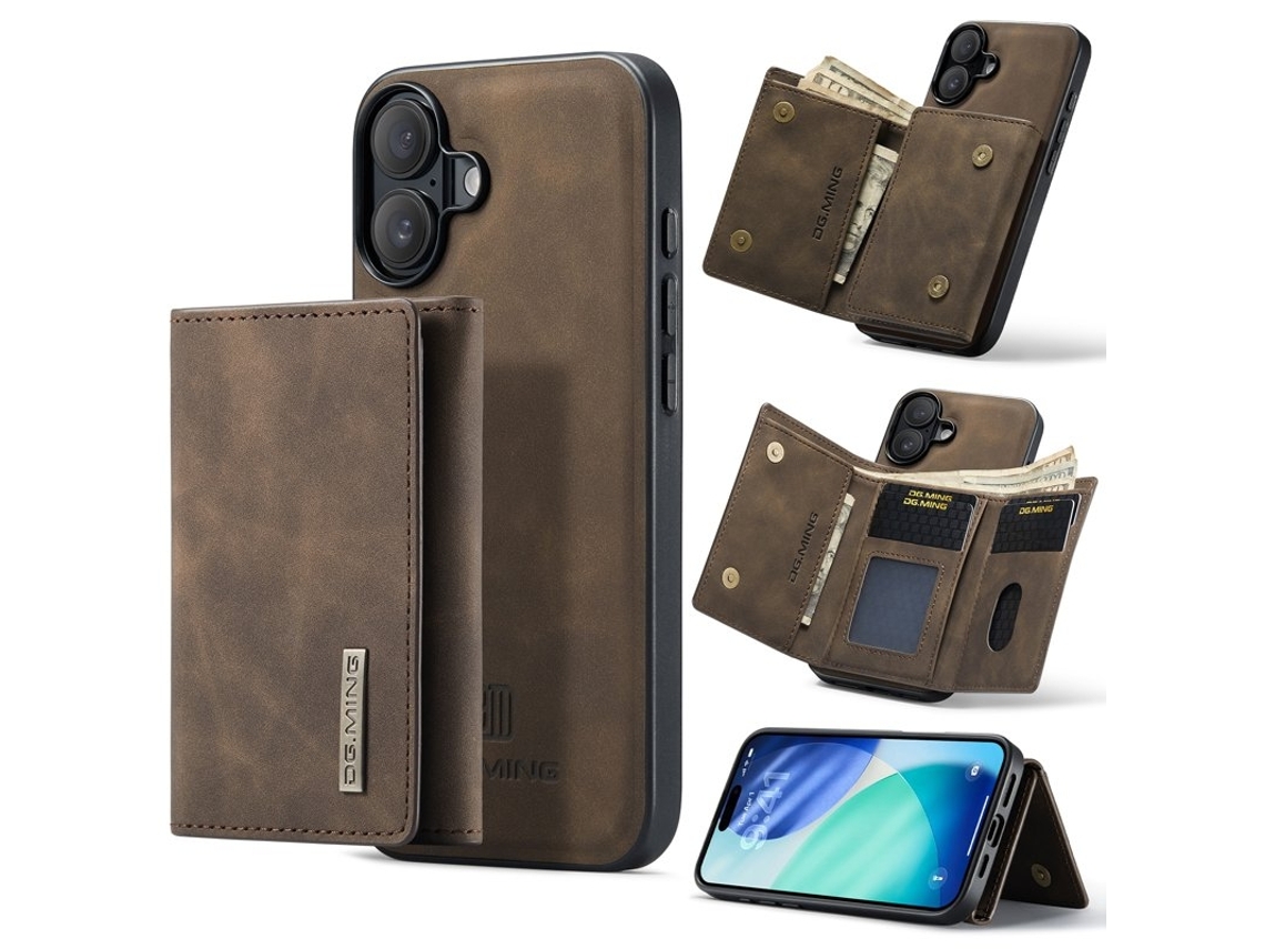 Capa Para Celular Dg.ming Série M1 Para Iphone 17 Com Suporte Integrado - Marrom