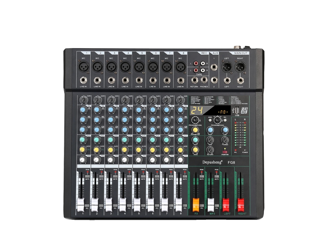 Mixer De Ãudio, Processamento 24dsp, Mãºltiplos Canais De Entrada, Fg8 Oem