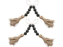 4 Peças De Decoração Com Pompons Em Bois Foé Rustique Para Maison Et Boutique,