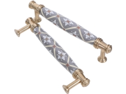 Conjunto De 2 Puxadores De Cerâmica Luxuosos Para Armários, Com Acabamento Curvo Em Metal.