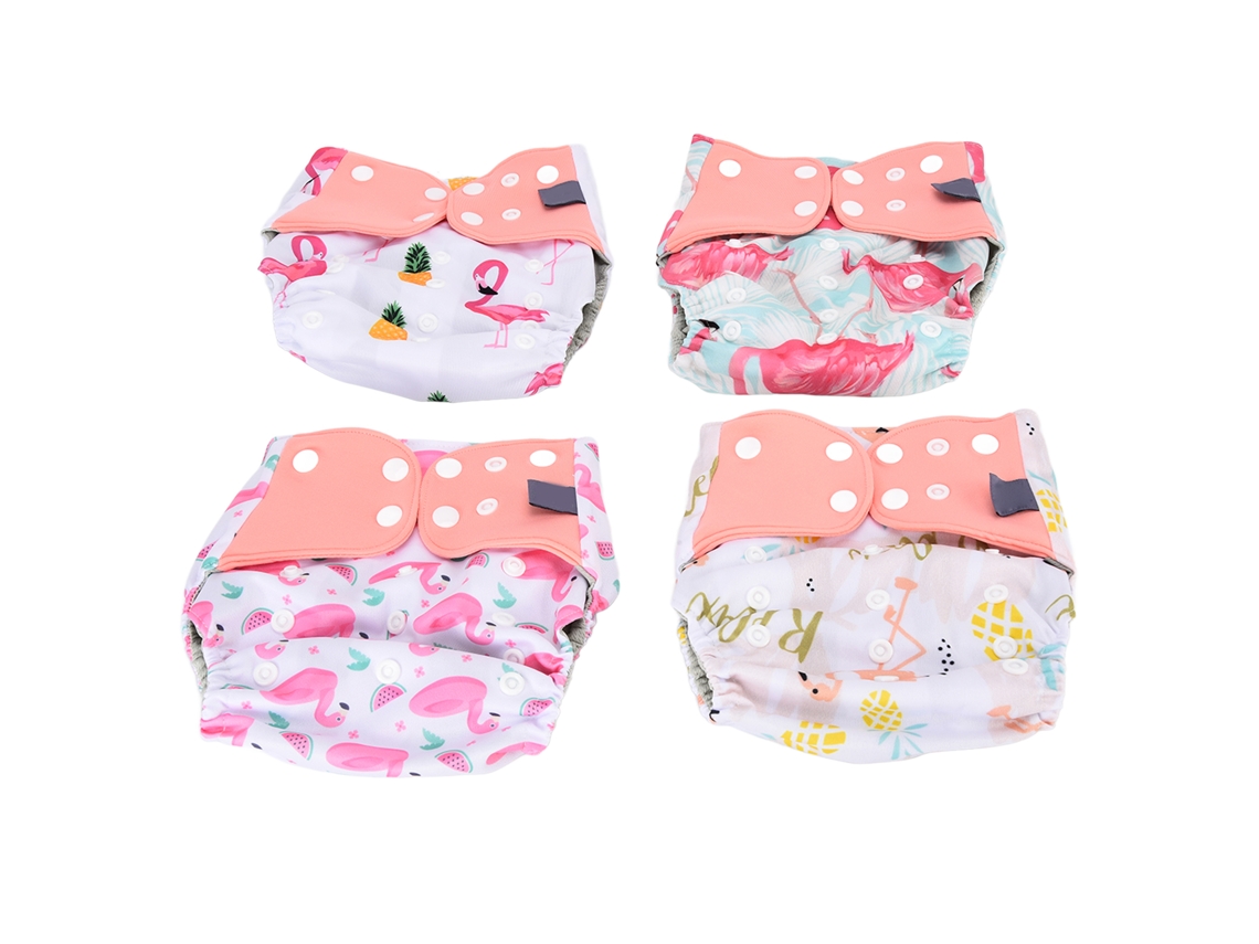 Primerox 4 Fraldas de Pano Ajustáveis Laváveis Reutilizáveis para Bebês Meninos e Meninas