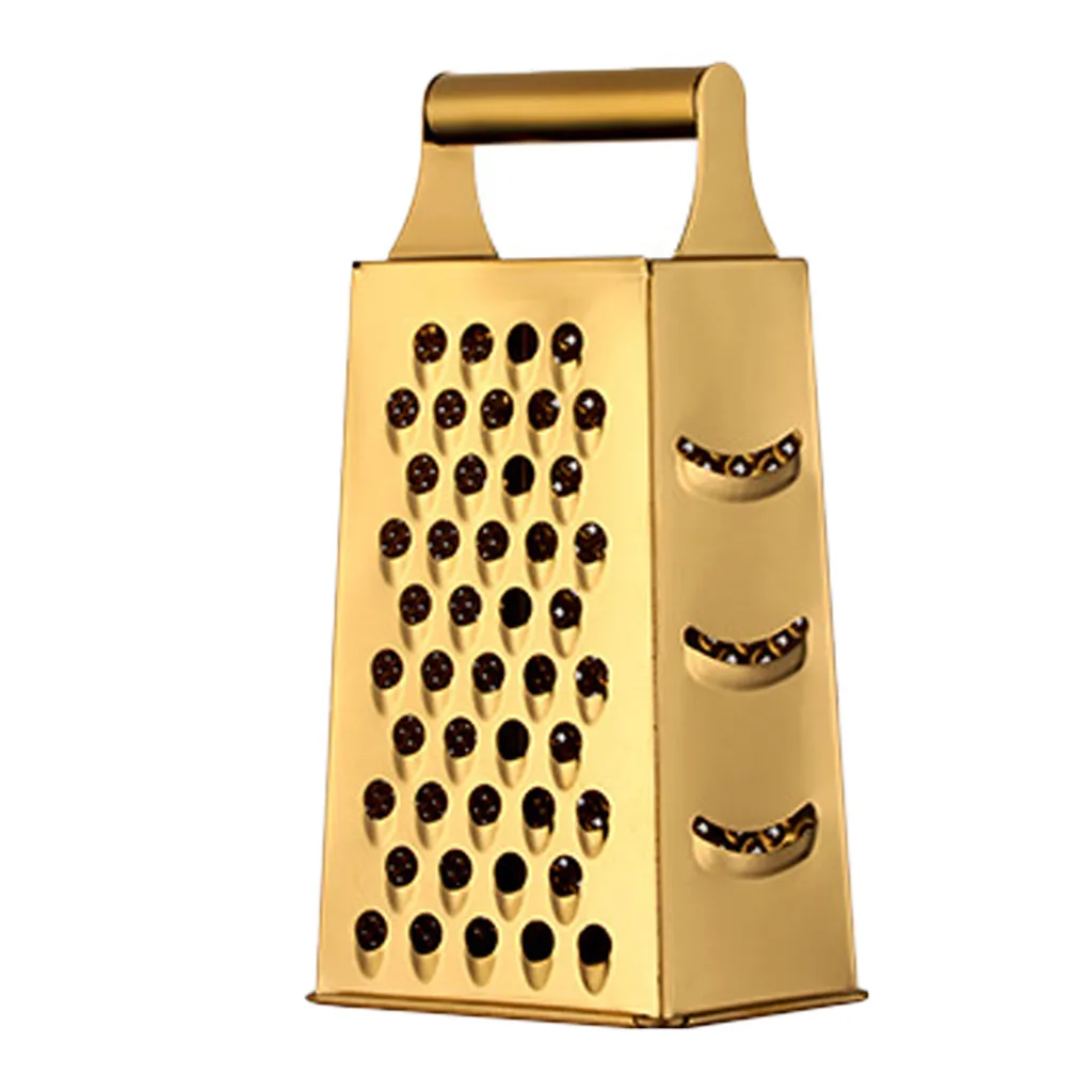Ralador De Queijo Box Grater Aço Inox Com 4 Lados Dourado Aquaforge
