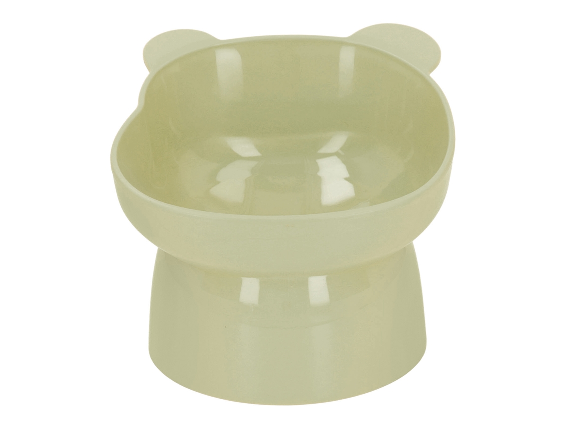 Tigela Elevada para Gatos com Protetor de Coluna em Formato de Desenho Animado, Evita Vômitos, Verde AQUAFORGE