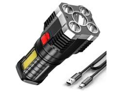 Tochas Lanterna Led de Luz Forte Recarregável Lanterna de Holofotes de Led Portátil e Potente Holofote com 4 Modos de Iluminação Preto YIZHOOD