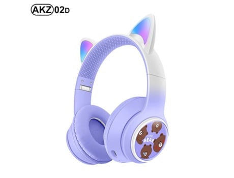 Auriculares Bluetooth 5.3 Supra Auriculares Compatã­veis Com Funã§ã£o De Chamada Akz02d Roxo Winlauyet