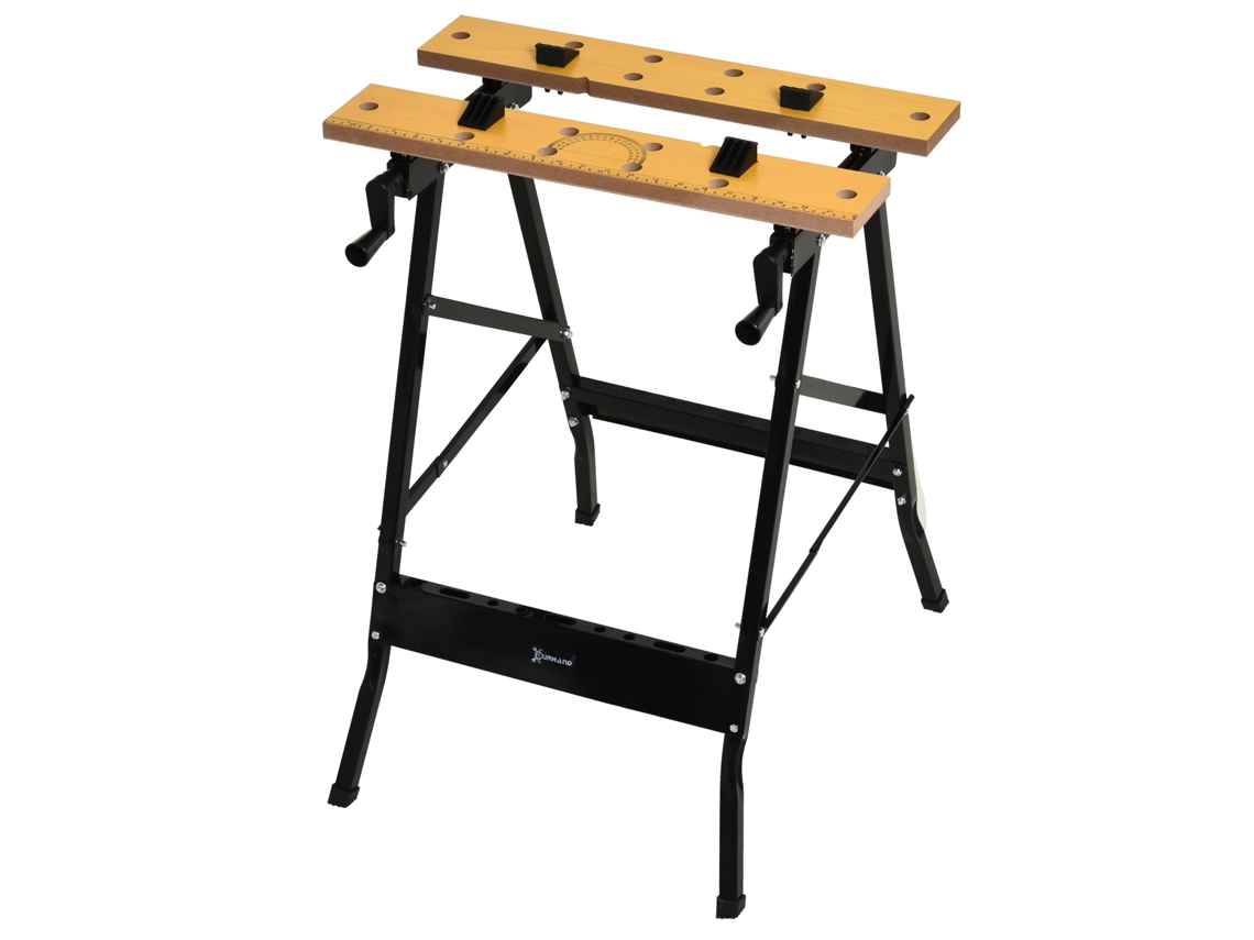 Établi Pliant Établi De Serrage Avec 4 Serre-joints Table De Travail, Charge 100 Kg, 62,5x60,5x78,5cm, Noir
