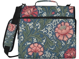 Pasta organizadora escolar William Morris com zíper, 3 argolas com alça, estampa de crisântemo, 3,8 cm de comprimento, bolsa