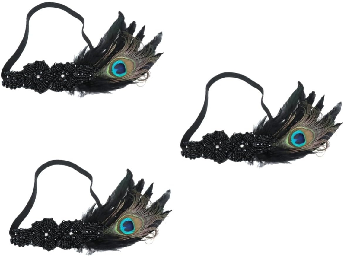 Conjunto De 3 Requintados Acessórios De Cabelo Em Preto E Natural Para Damas De Honra.