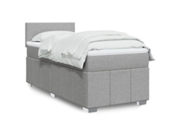 Vidaxl Cama Com Molas/colchão 100x200 Cm Tecido Cinzento-claro